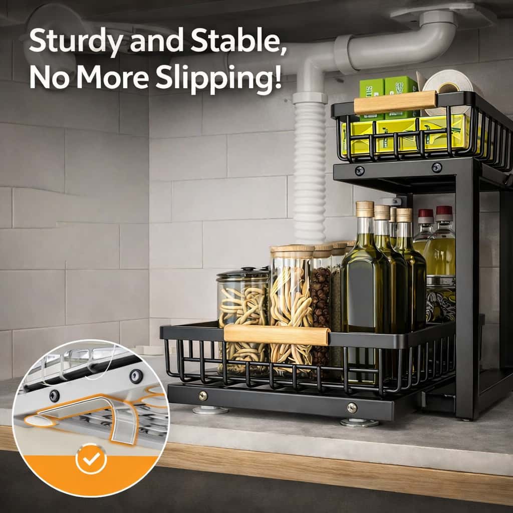 C-Shaped Under Sink Organizer with 2-Tier Sliding Drawers🚰