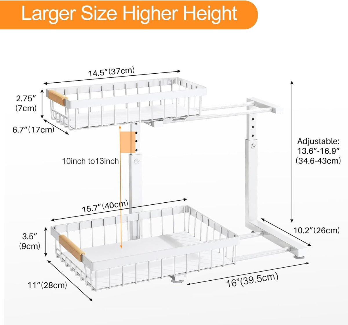 C-Shaped Under Sink Organizer with 2-Tier Sliding Drawers🚰