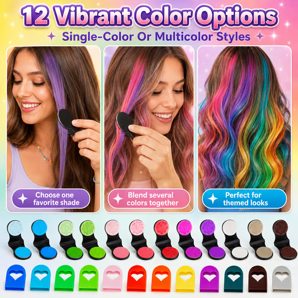 12-Color Temporary Hair Chalk Applicator Set