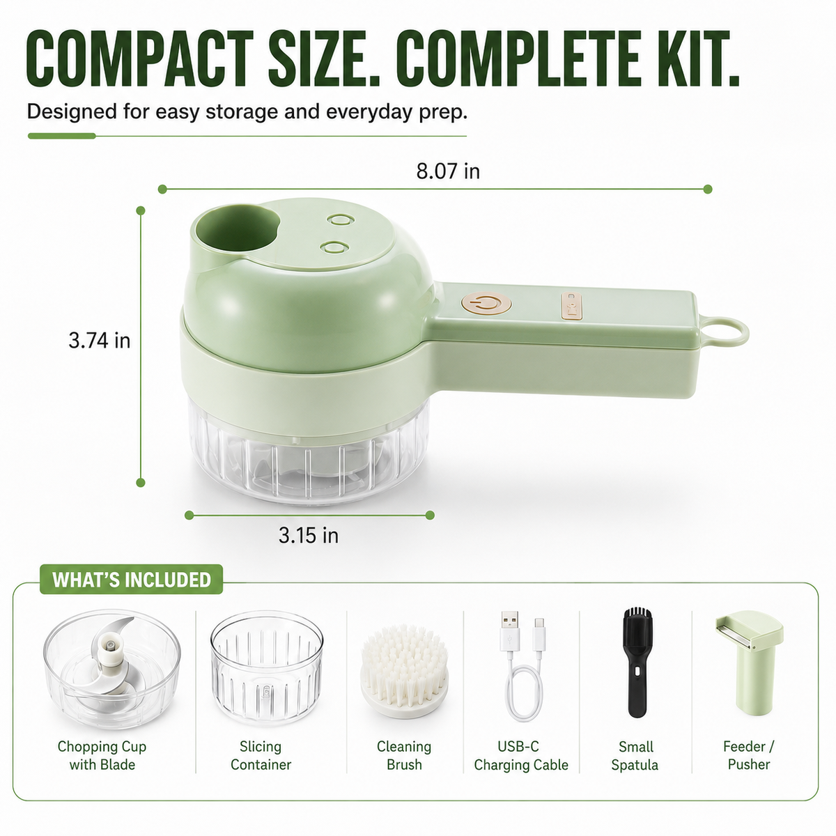 ⚡ 4-in-1 Electric Vegetable Chopper – Slice, Chop, Peel & Clean