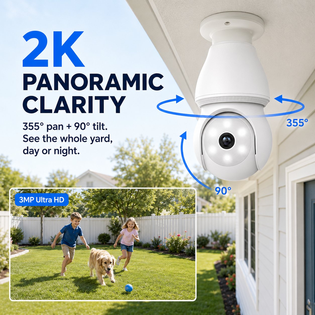 2K 360° Wire-Free Light Bulb Security Camera
