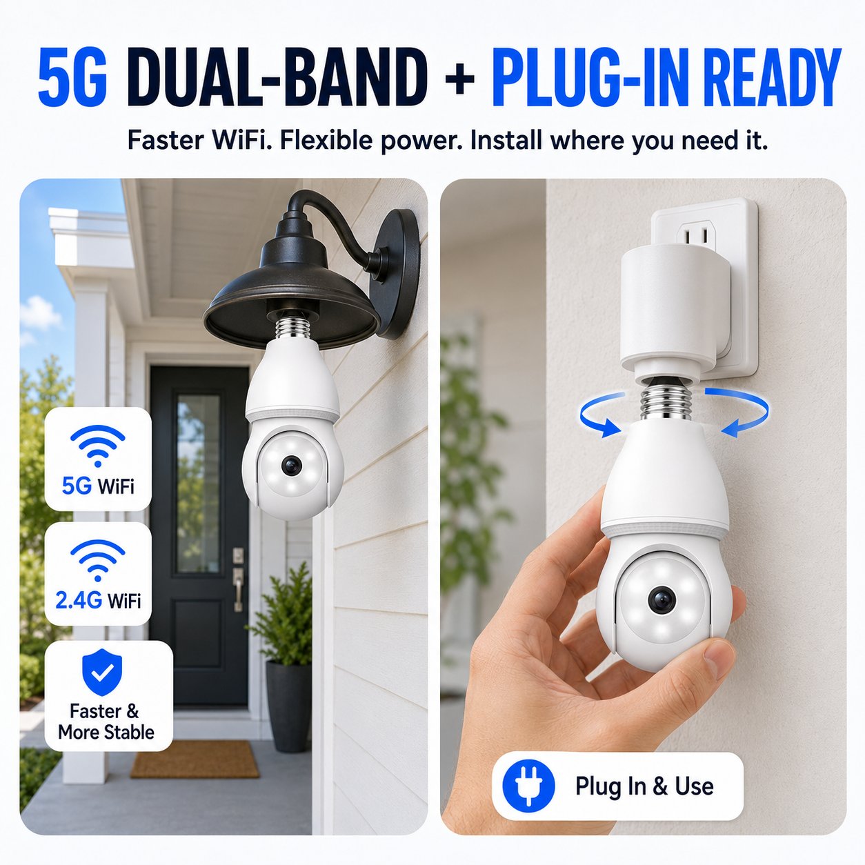 2K 360° Wire-Free Light Bulb Security Camera