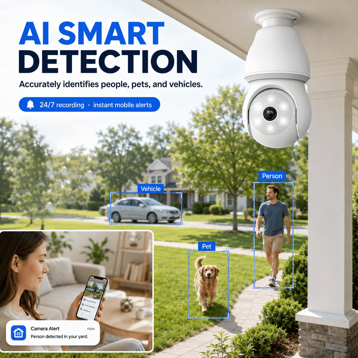 2K 360° Wire-Free Light Bulb Security Camera