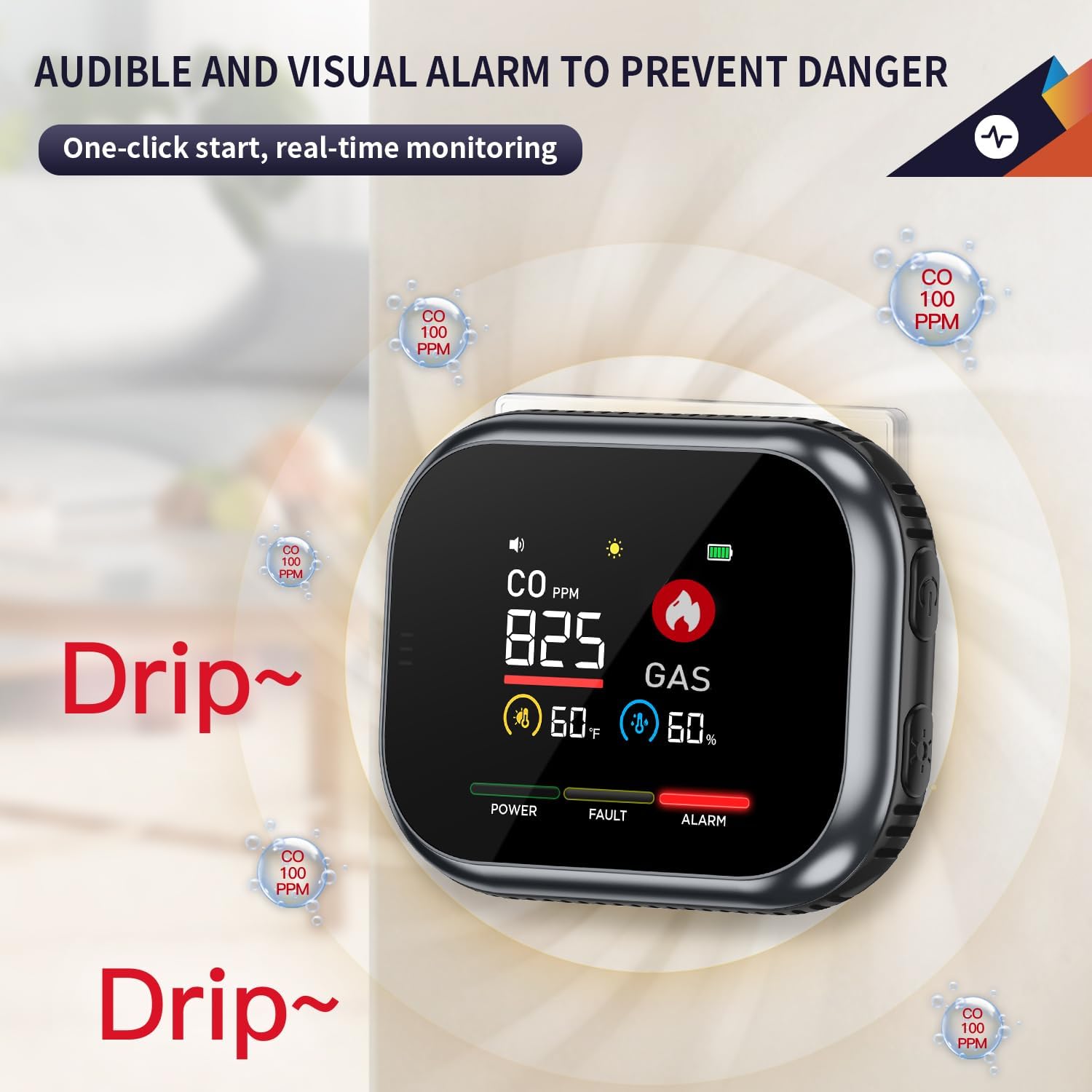 6-in-1 Plug-In Gas, CO & Smoke Safety Monitor