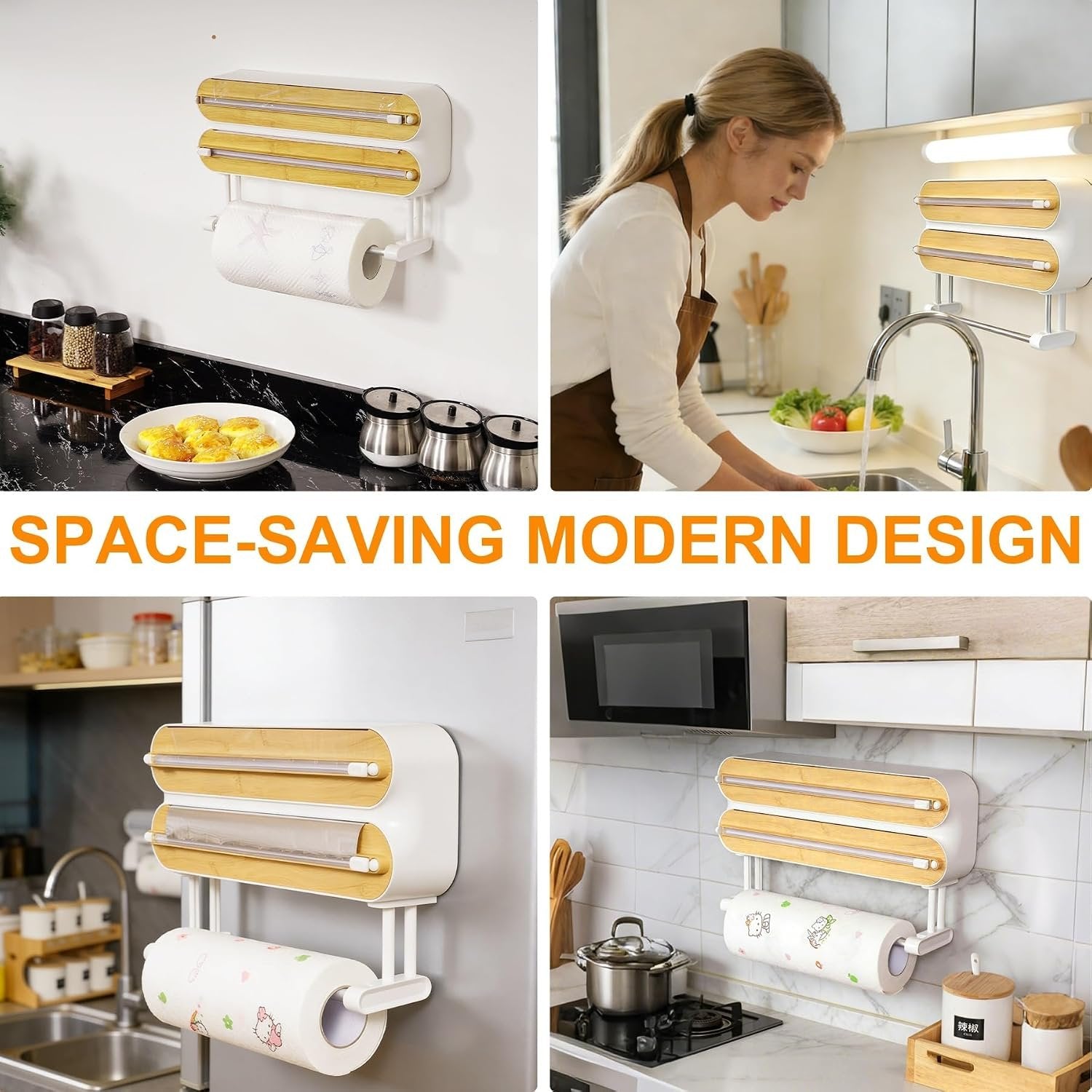 3-in-1 Magnetic Kitchen Wrap Station with Clean-Cut Sliders
