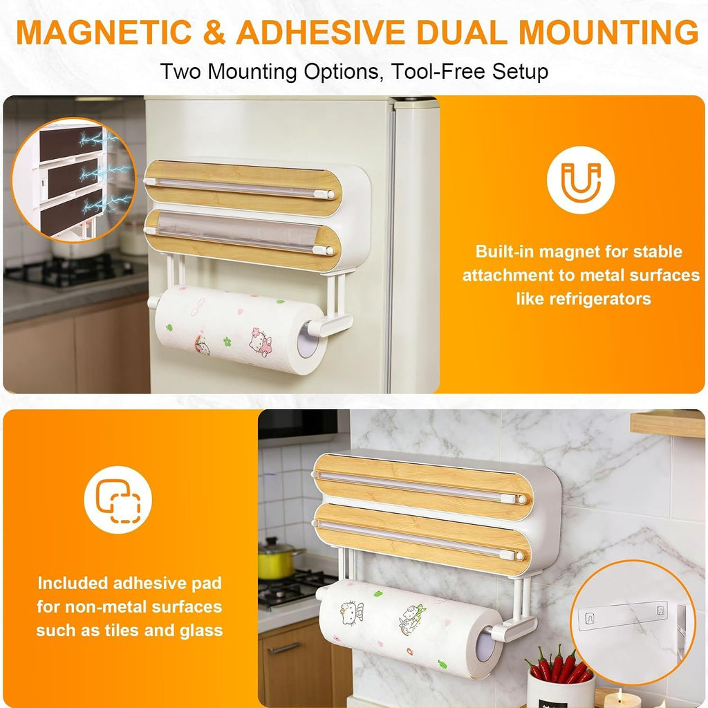 3-in-1 Magnetic Kitchen Wrap Station with Clean-Cut Sliders