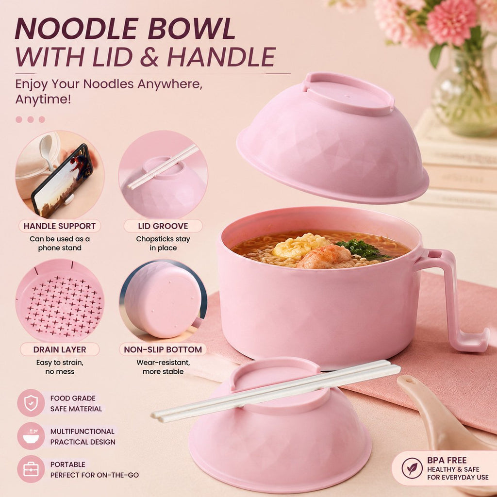🍜 Microwave Ramen Bowl Set with Drain Basket