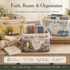 ✝️ Christian Faith Inspirational Storage Basket | Spacious Foldable Fabric Organizer with Rope Handles & 3 Scripture Designs 🌿✨