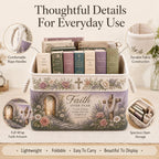 ✝️ Christian Faith Inspirational Storage Basket | Spacious Foldable Fabric Organizer with Rope Handles & 3 Scripture Designs 🌿✨