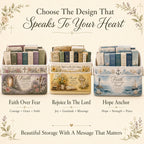 ✝️ Christian Faith Inspirational Storage Basket | Spacious Foldable Fabric Organizer with Rope Handles & 3 Scripture Designs 🌿✨
