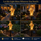 ✝️ Walk by Faith Solar Jesus Garden Light | Automatic Warm Halo Glow, Weather-Resistant Ground Stake & No-Wiring Outdoor Faith Decor ✨