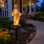 ✝️ Walk by Faith Solar Jesus Garden Light | Automatic Warm Halo Glow, Weather-Resistant Ground Stake & No-Wiring Outdoor Faith Decor ✨