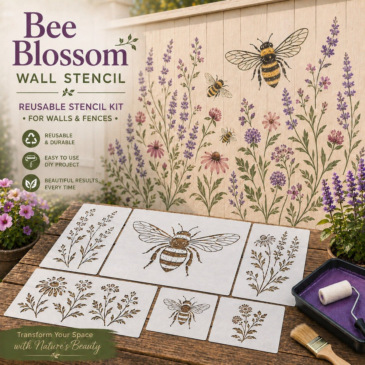 🌿Garden Bloom Wall Stencil Kit