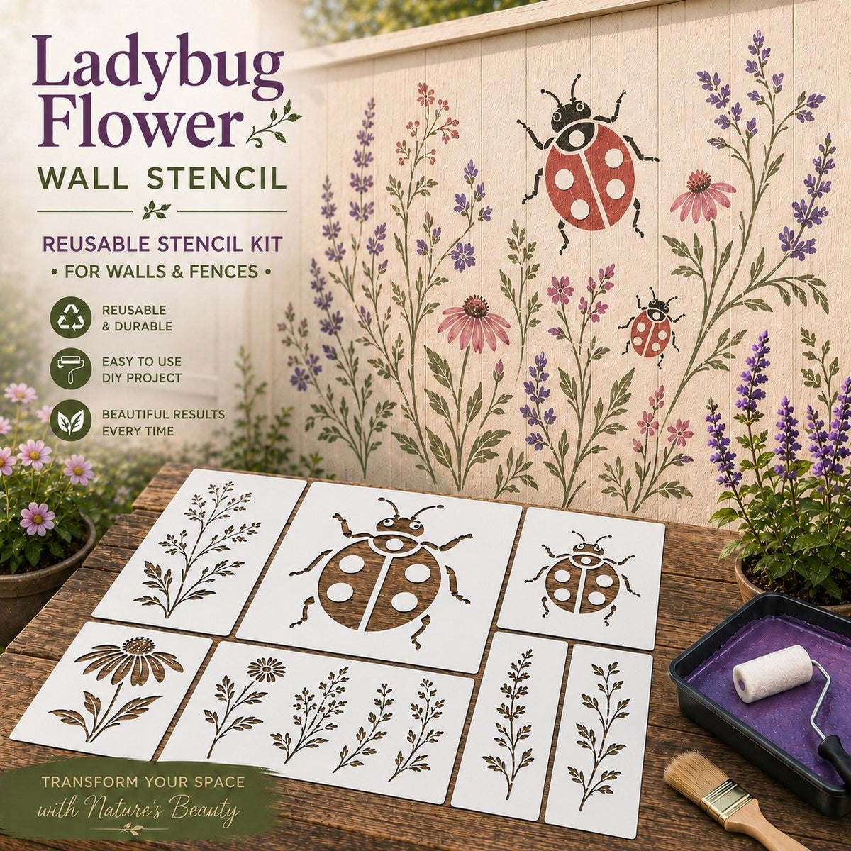 🌿Garden Bloom Wall Stencil Kit