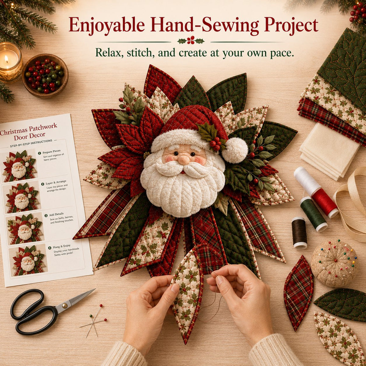 ❄DIY Santa Patchwork Door Decor Sewing Kit🎅