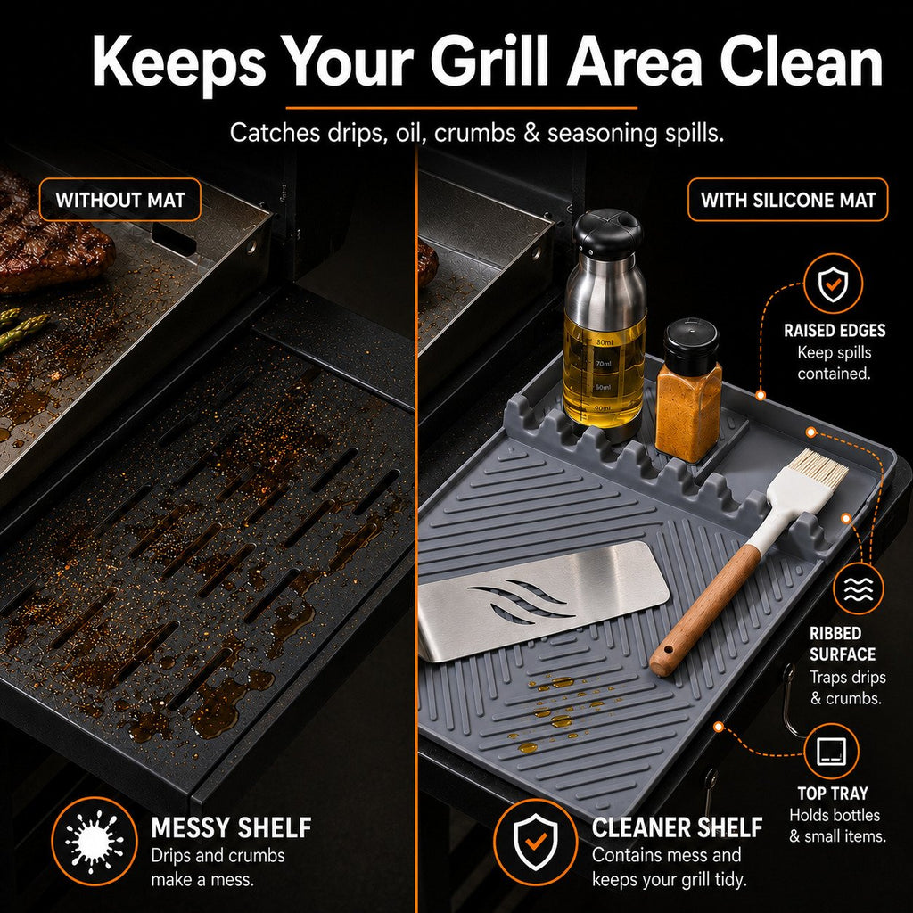16x11.5" Silicone Mat – Heat Resistant, Dishwasher Safe, Non-Slip for Grill & Counter