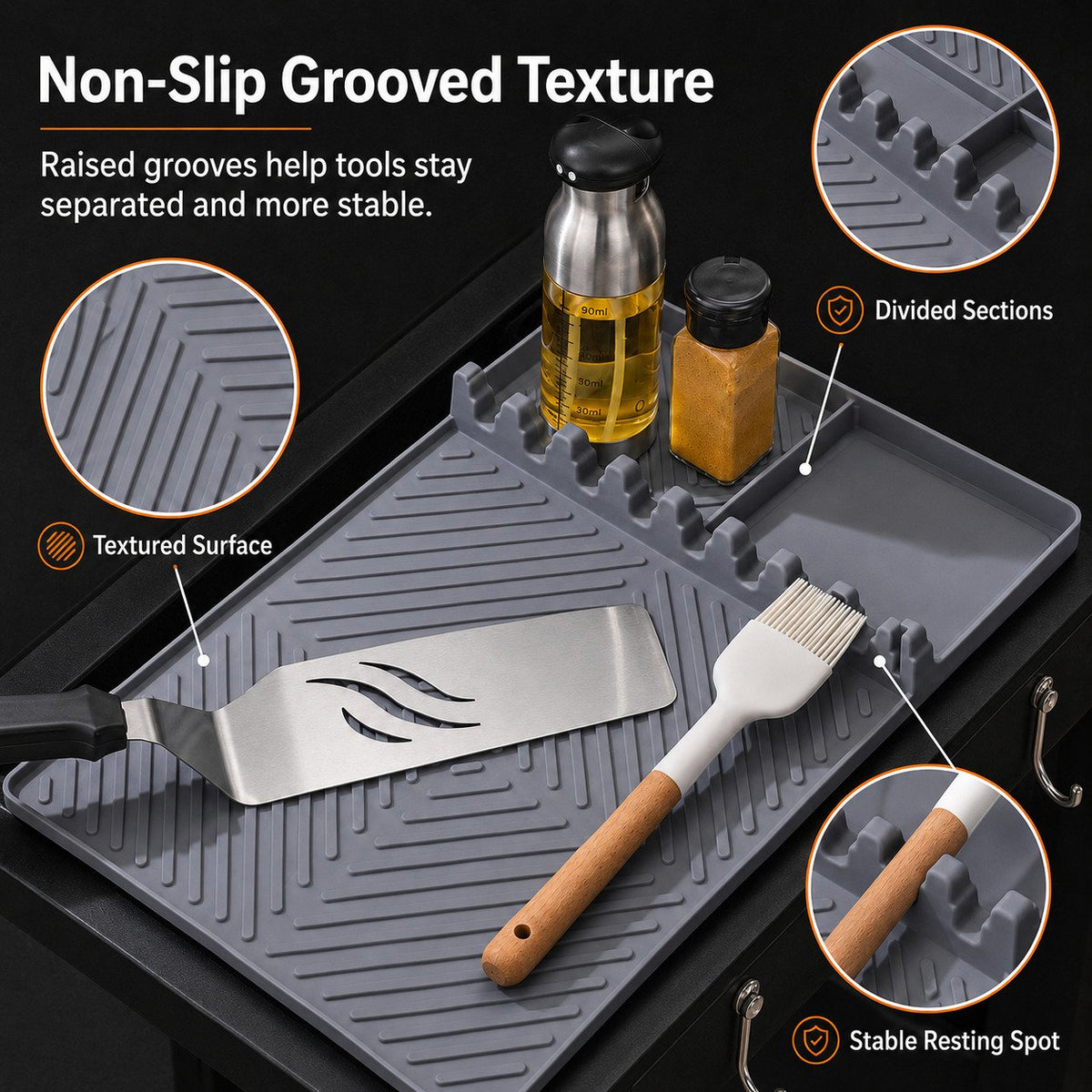 16x11.5" Silicone Mat – Heat Resistant, Dishwasher Safe, Non-Slip for Grill & Counter