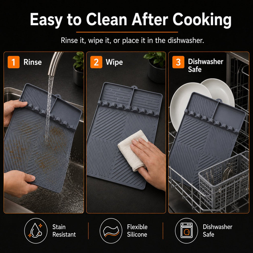 16x11.5" Silicone Mat – Heat Resistant, Dishwasher Safe, Non-Slip for Grill & Counter