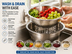 3-in-1 Stainless Steel Grater Bowl & Colander Set