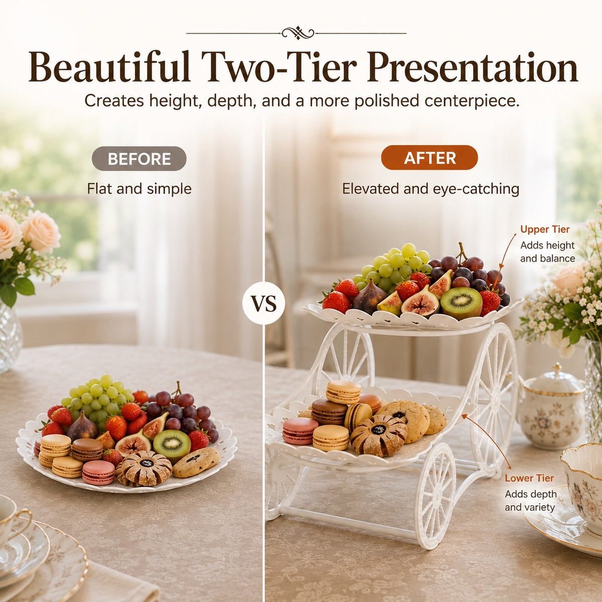 Vintage Carriage Fruit & Dessert Display Stand