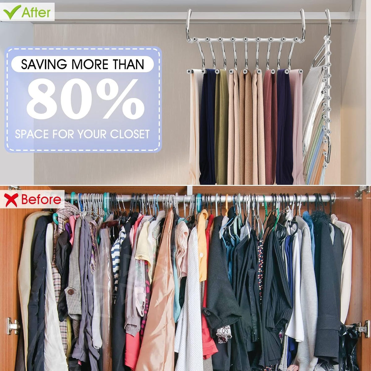 👖 9-Tier Space-Saving Pants Hangers – 2 Pack
