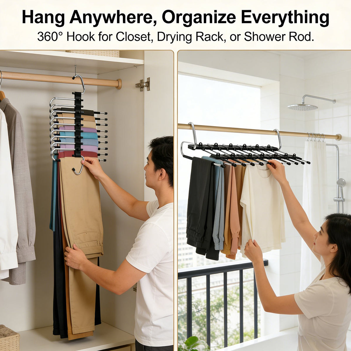 👖 9-Tier Space-Saving Pants Hangers – 2 Pack
